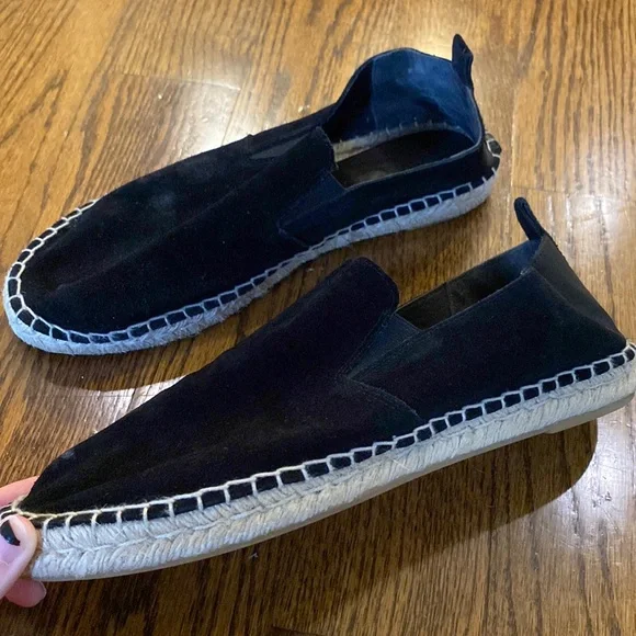 Vince Black Suede Slip-On Espadrille Loafers Vince Black Faux Suede Slip-On Flat Loafer Espadrilles Size  main image 2